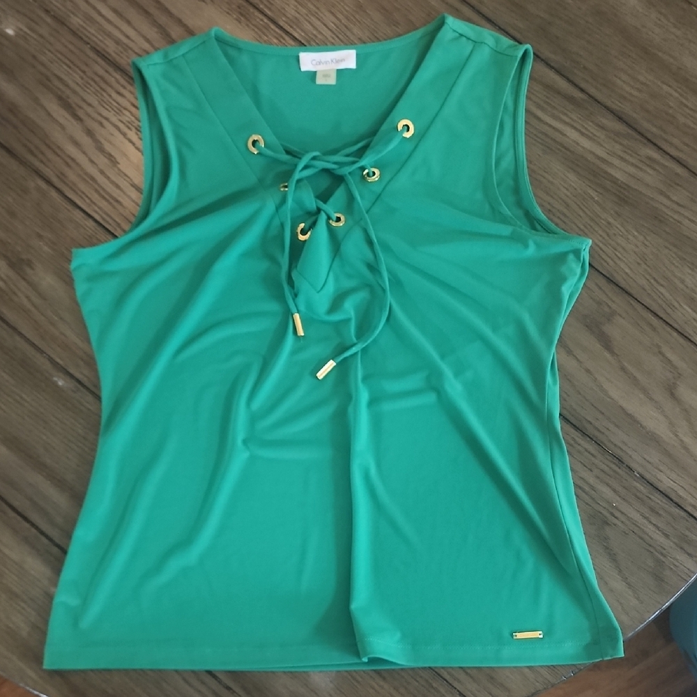 Calvin Klein Women's Green Sleeveless Top
